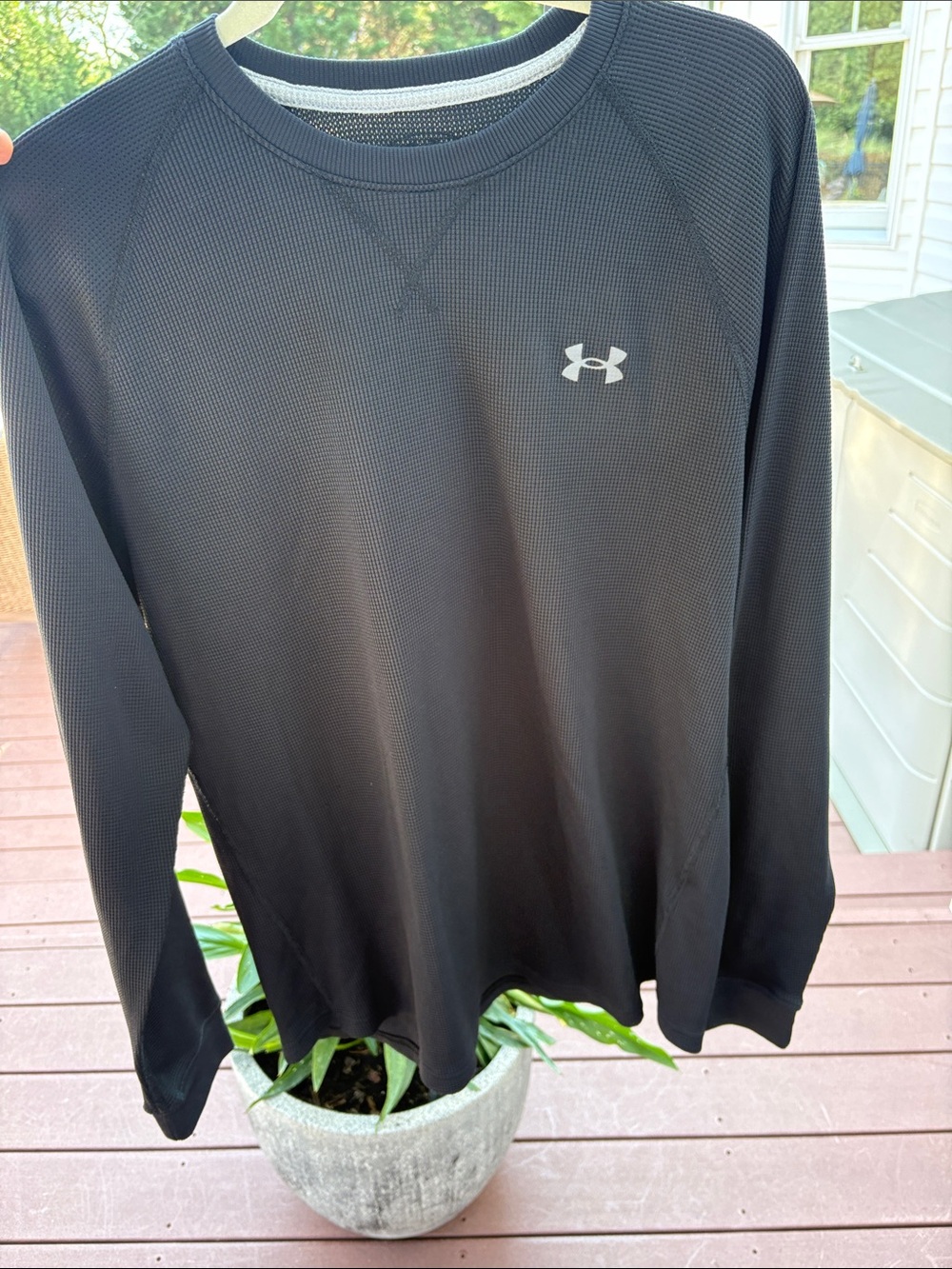 Under Armour Black Long-Sleeve Waffle Knit Performance Top